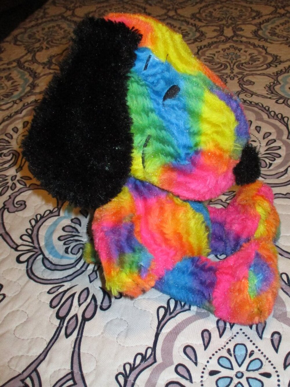 Fiesta Peanuts Gang Snoopy Dog 12" Plush Stuffed Animal Toy Neon Tie Dye‎ Pup